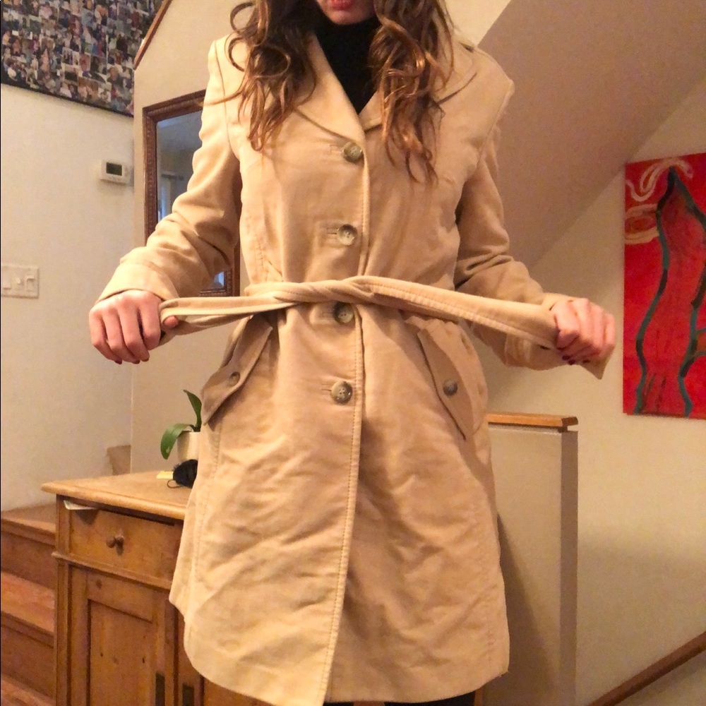 Ann Taylor Creme Tench Peacoat with Belt